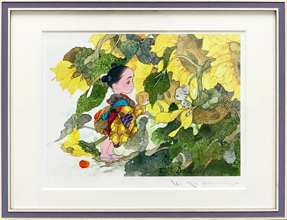 美品 中島潔「寒椿」リトグラフ 直筆サイン入り あずま工芸 額縁入り 絵本 真作】【WISH】中島潔「秋」リトグラフ 2号 直筆サイン 証明