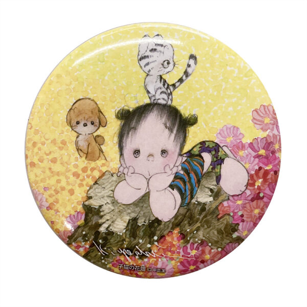 缶ミラー 子猫の花畑