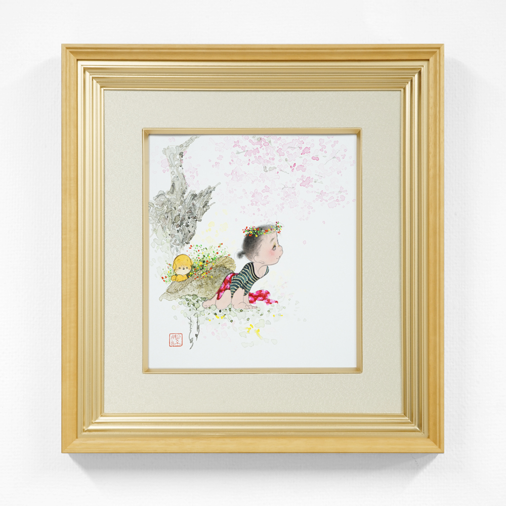 色紙　桜　額入り正方形